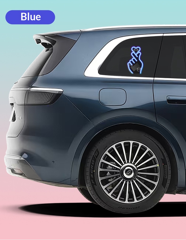 Heart Solar Decorative LED Warning Triangle Rear Window Car Fun Cute Atmosphere Light_voghion.com