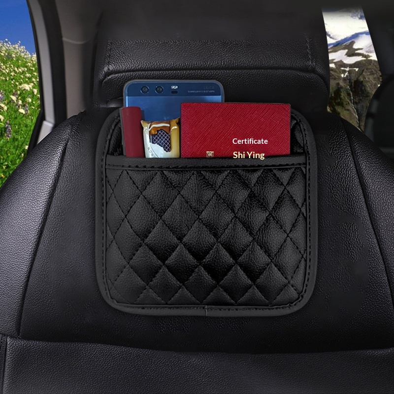 Zelfklevende opbergbox voor autostoel, geschikt voor diverse toepassingen in het interieur (lederen accessoires), opbergtas voor in de auto, organizer voor je telefoon._voghion.com