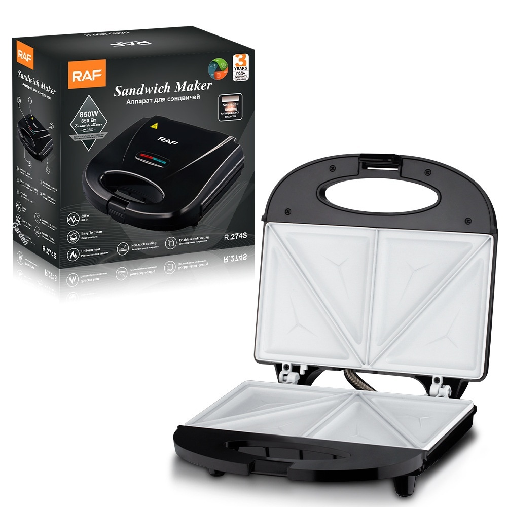 RAF Household Double-Sided Heating Sandwich Maker Multifunctional Toaster Waffle Breakfast Machine EU Plug Cross-Border_voghion.com