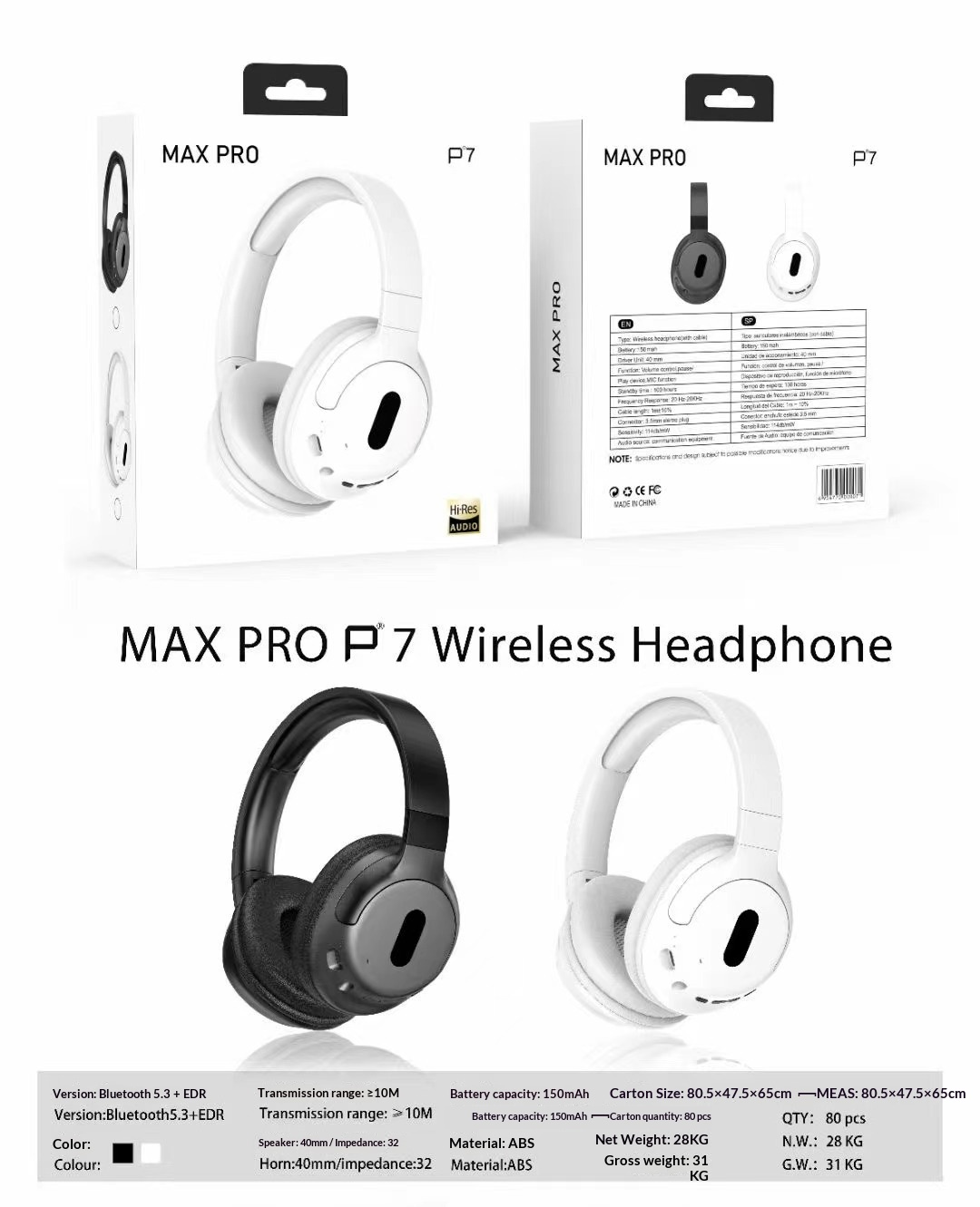 High-end P7 Kabellose Over-ear Bluetooth Kopfhörer Für Mobiltelefone_voghion.com