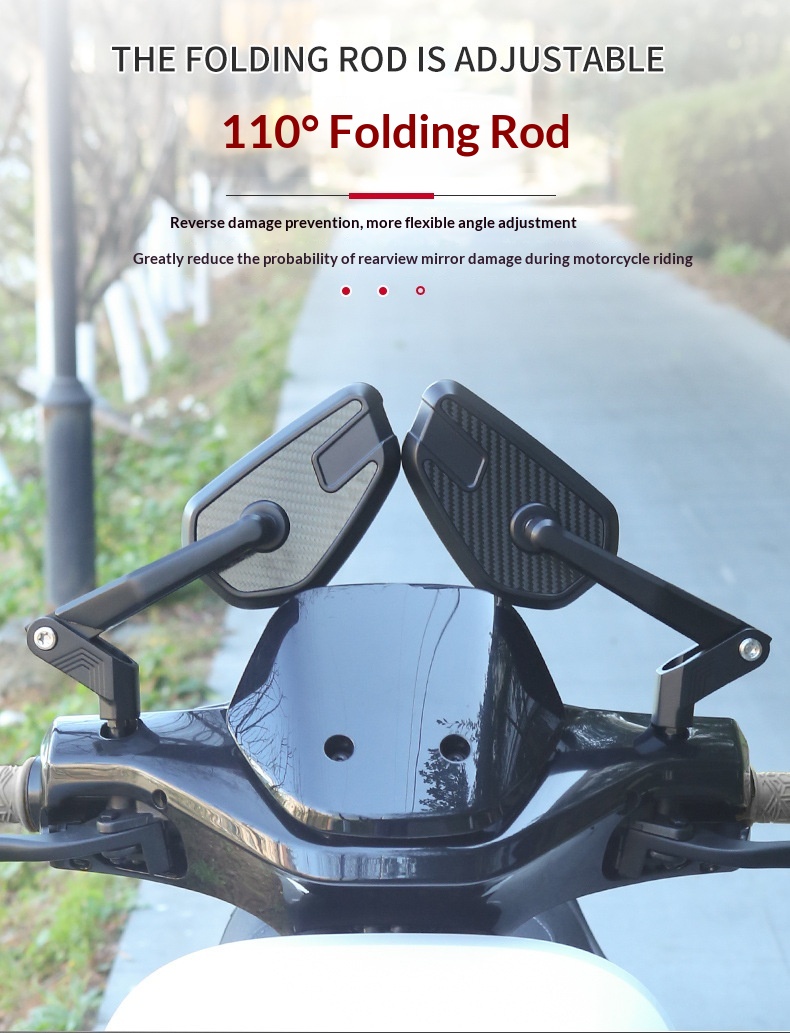 Real Carbon Fiber Foldable Motorcycle Modified Rearview With Wide-angle Anti-glare Mirror_voghion.com