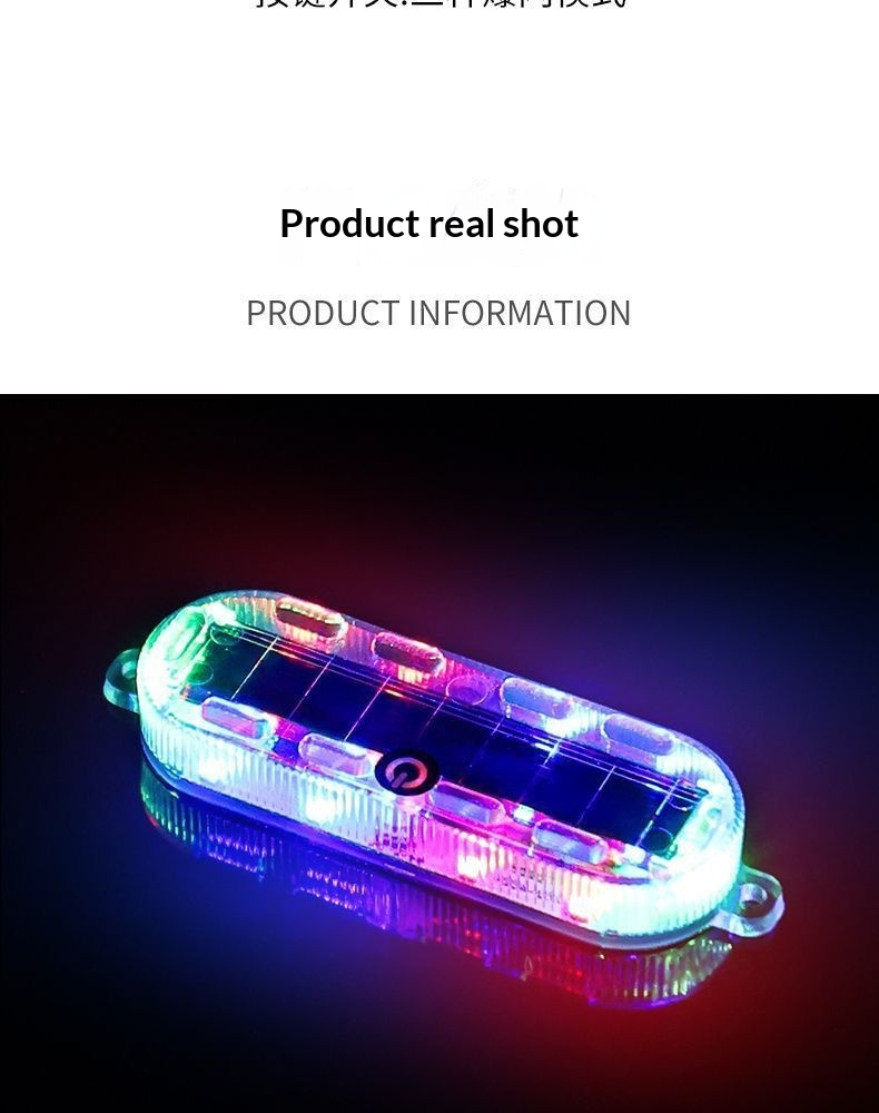 Solar Led Warning Tail Light For Motorcycle And Bicycle Car_voghion.com