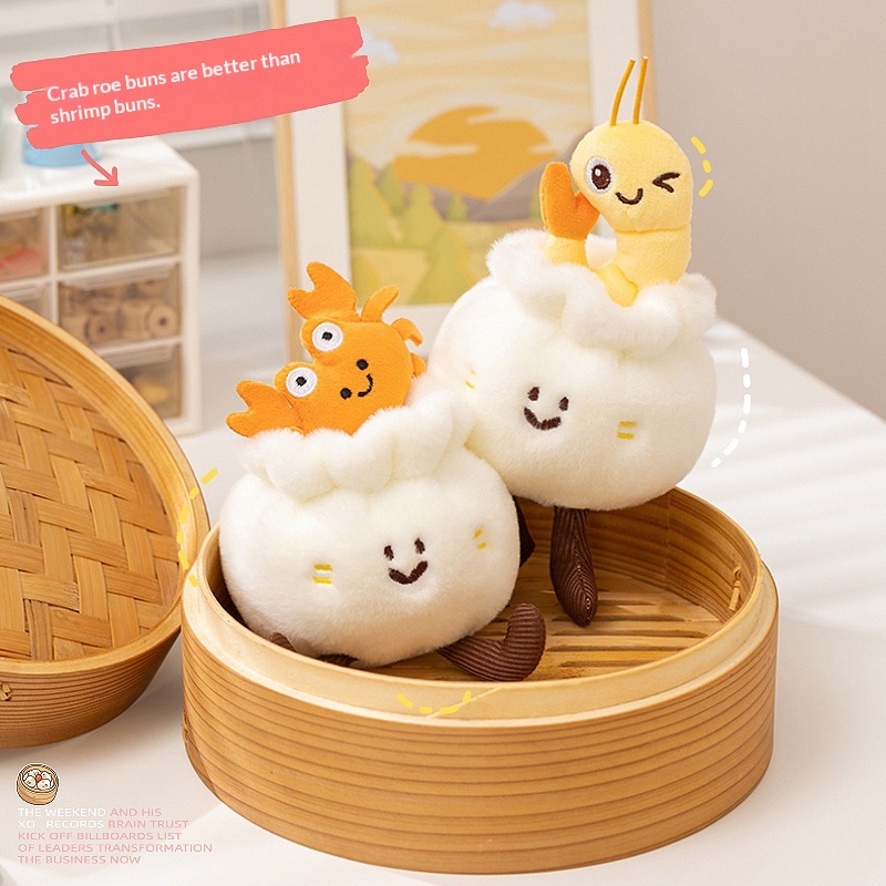 Fun Morning Tea Crab Roe Cute Shrimp Buns, Plush Toy Dolls, Xiaolongbao Figurines, Breakfast Shop Decorations, Gifts_voghion.com