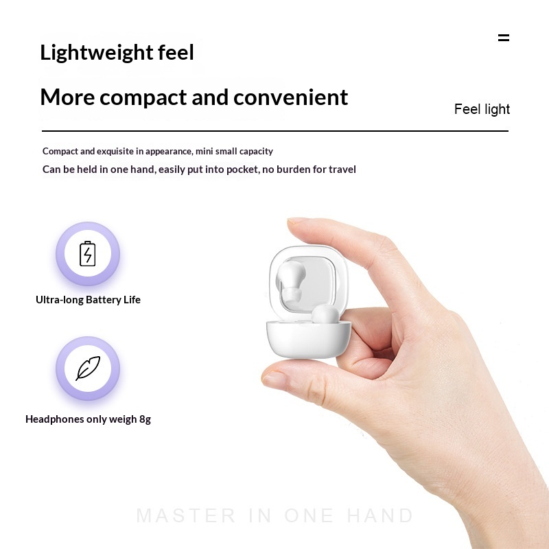 New Mini Bluetooth Earbuds With Digital Display, Noise Cancelling, In-Ear Style, Side Sleeping, Comfortable Wear,_voghion.com