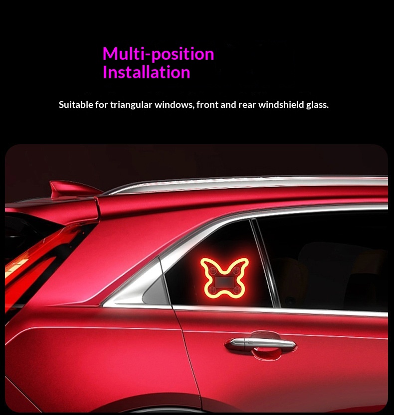 Cross-border Heart Gesture LED Decorative Bottle-shaped Car Window Atmosphere Light, Butterfly Sensor, Solar-powered_voghion.com