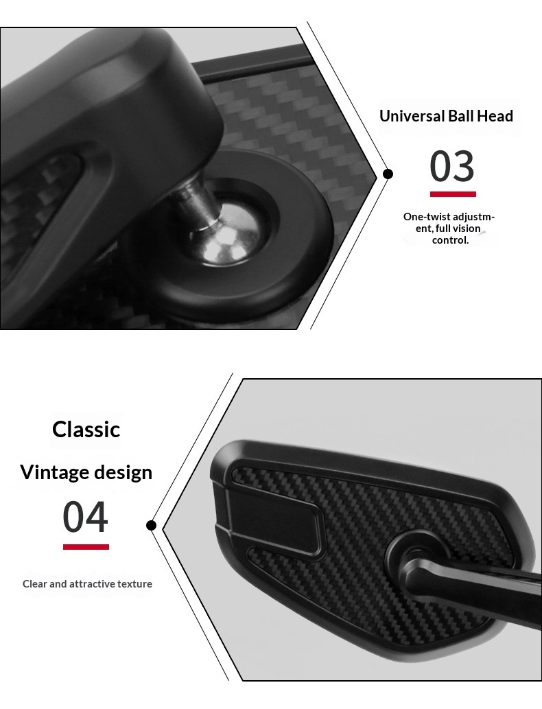 Real Carbon Fiber Foldable Motorcycle Modified Rearview With Wide-angle Anti-glare Mirror_voghion.com
