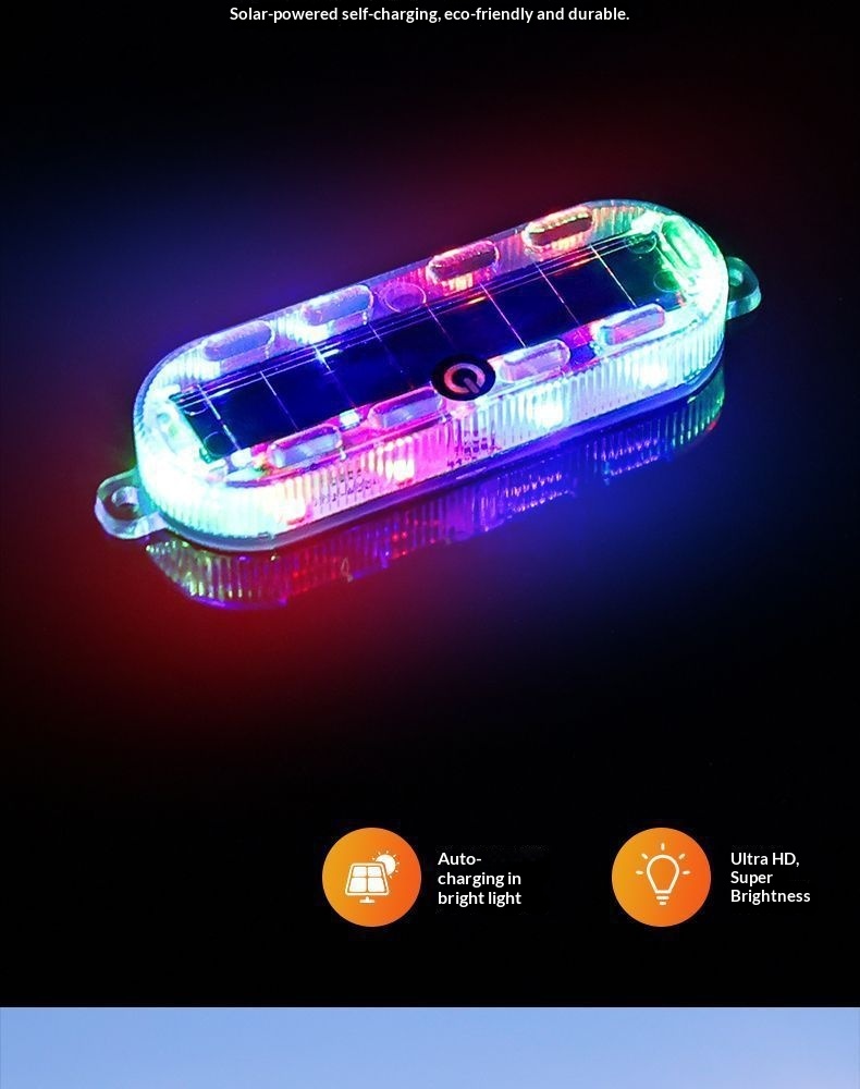 Solar Led Warning Tail Light For Motorcycle And Bicycle Car_voghion.com