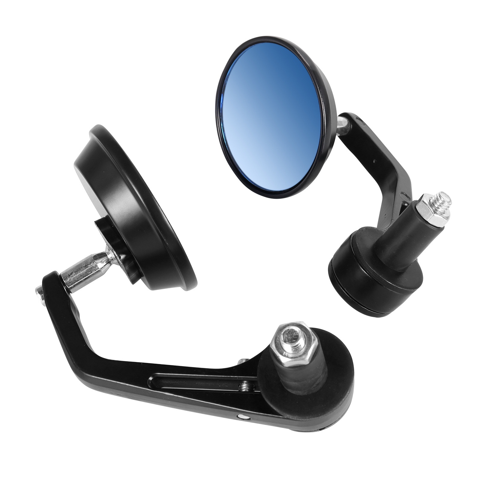 Specchietto retrovisore blu riflettente e girevole per manubrio pieghevole di moto e veicoli elettrici._voghion.com
