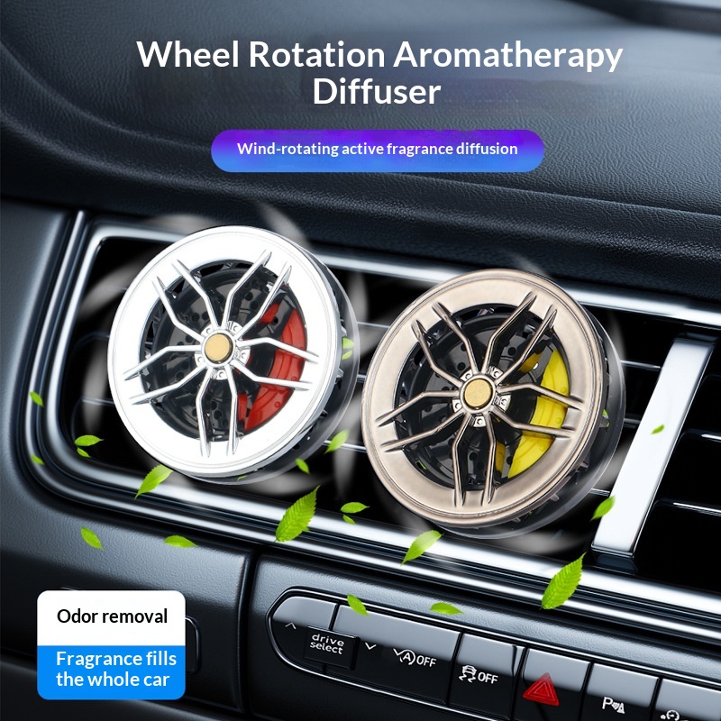 Cross-Border Vent Clip Rotating Aromatherapy Perfume Holder Car Interior Air Conditioning Ornament Wheel Decoration_voghion.com