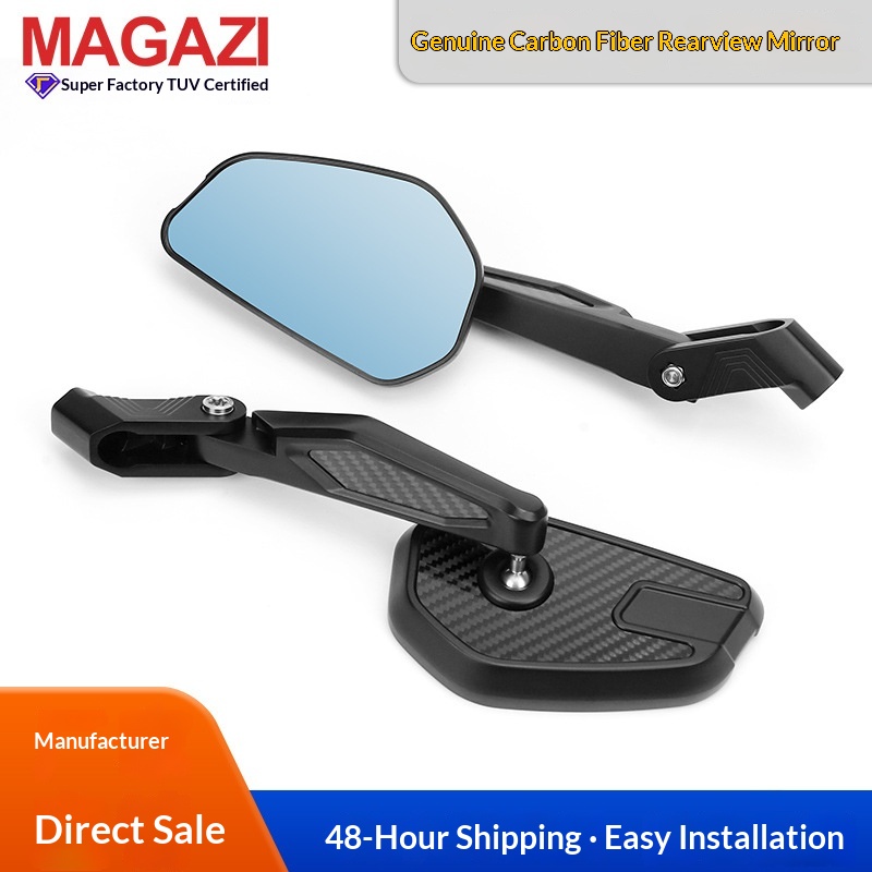 Real Carbon Fiber Foldable Motorcycle Modified Rearview With Wide-angle Anti-glare Mirror_voghion.com