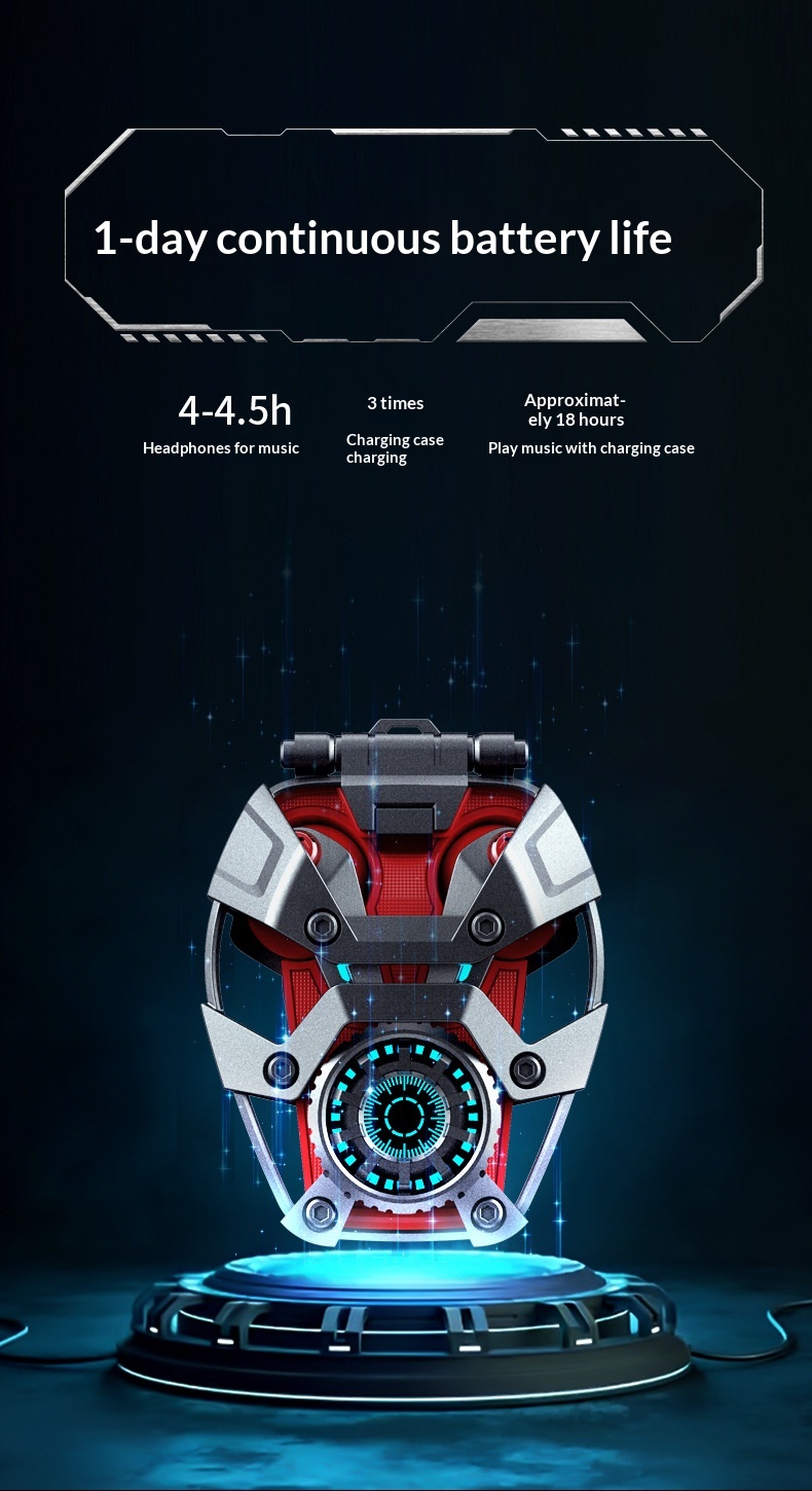 Cyberpunk Bluetooth Kopfhörer Im Metal Mech Design In-ear Modell_voghion.com