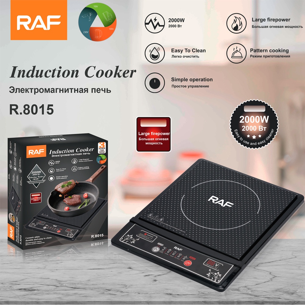 RAF EU Standard Cross-Border Induction Cooker Home Button Smart Cooking Hot Pot Waterproof Ceramic Panel 2000W_voghion.com