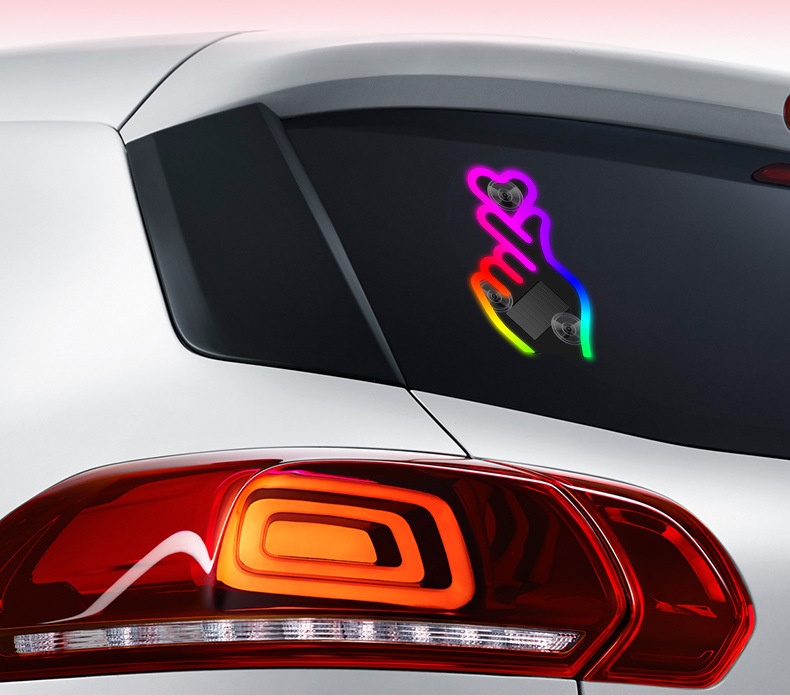 Heart Solar Decorative LED Warning Triangle Rear Window Car Fun Cute Atmosphere Light_voghion.com