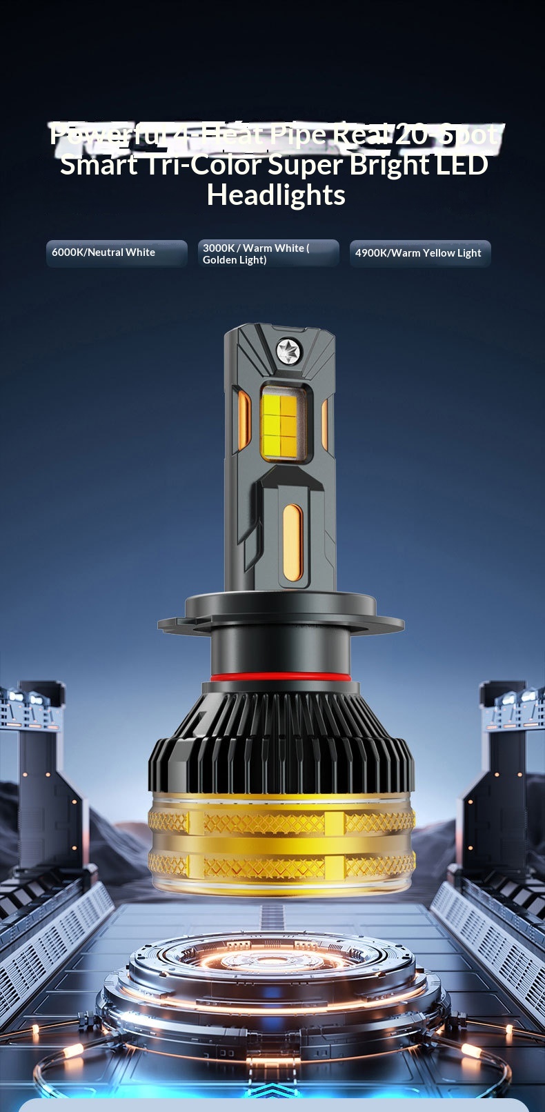 Żarówki led do reflektorów samochodowych trójkolorowy laser_voghion.com