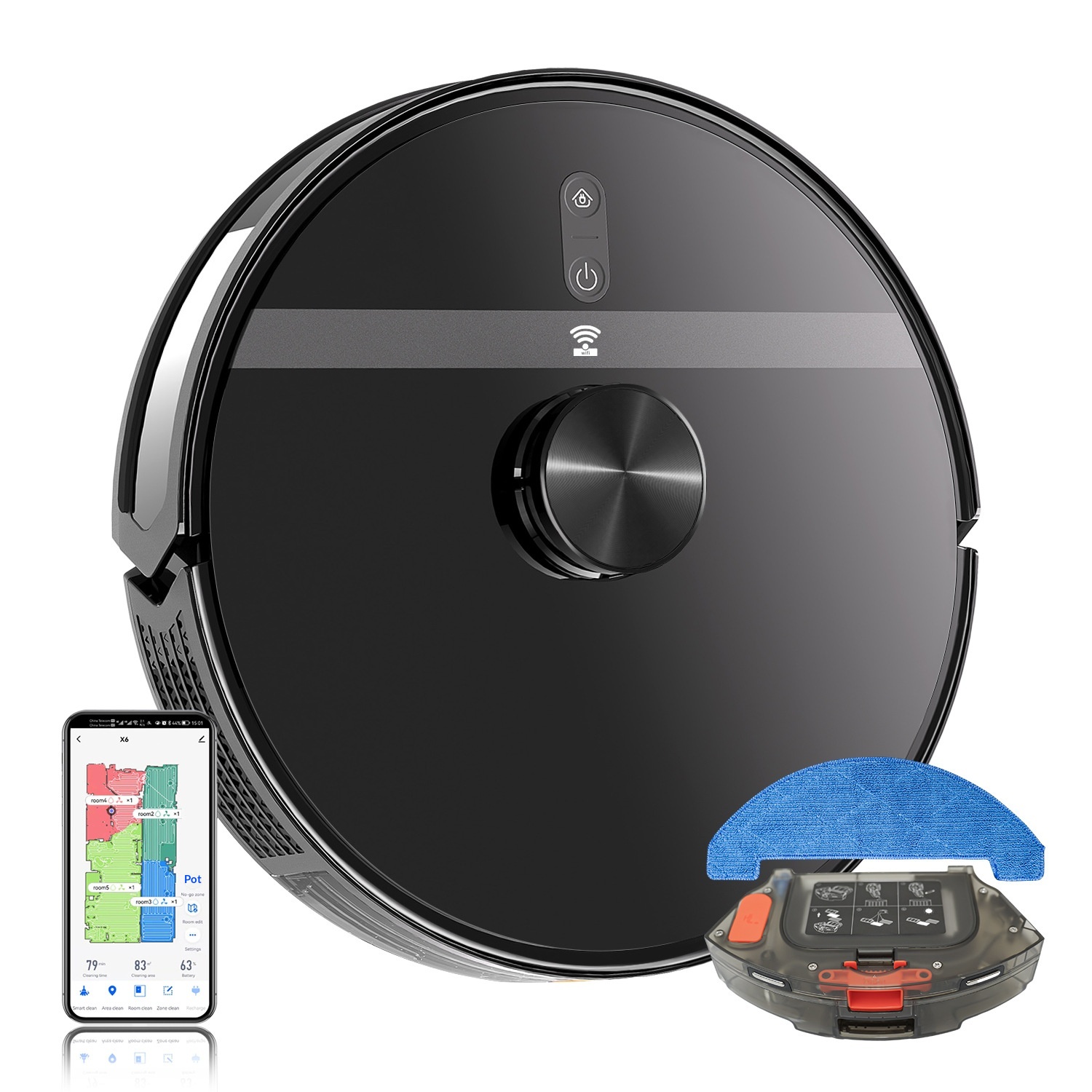 Cross-border X6 Robot Cleaner With Intelligent Laser Navigation, APP Remote Control, Automatic Obstacle Avoidance, And_voghion.com