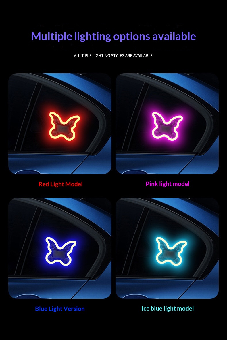 Cross-border Heart Gesture LED Decorative Bottle-shaped Car Window Atmosphere Light, Butterfly Sensor, Solar-powered_voghion.com