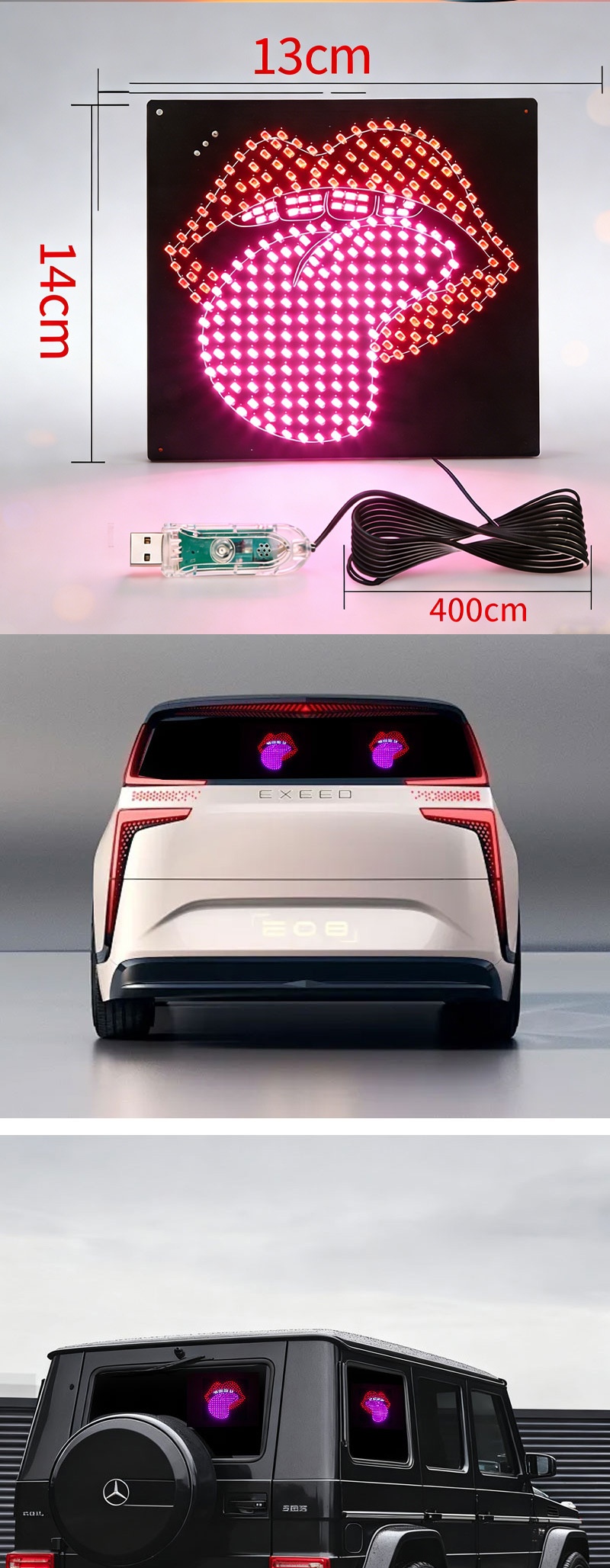 Lip-shaped Car LED Display Decorative Red Lip Personalized Modification Ambient Warning Light, Cross-border Hot Seller_voghion.com