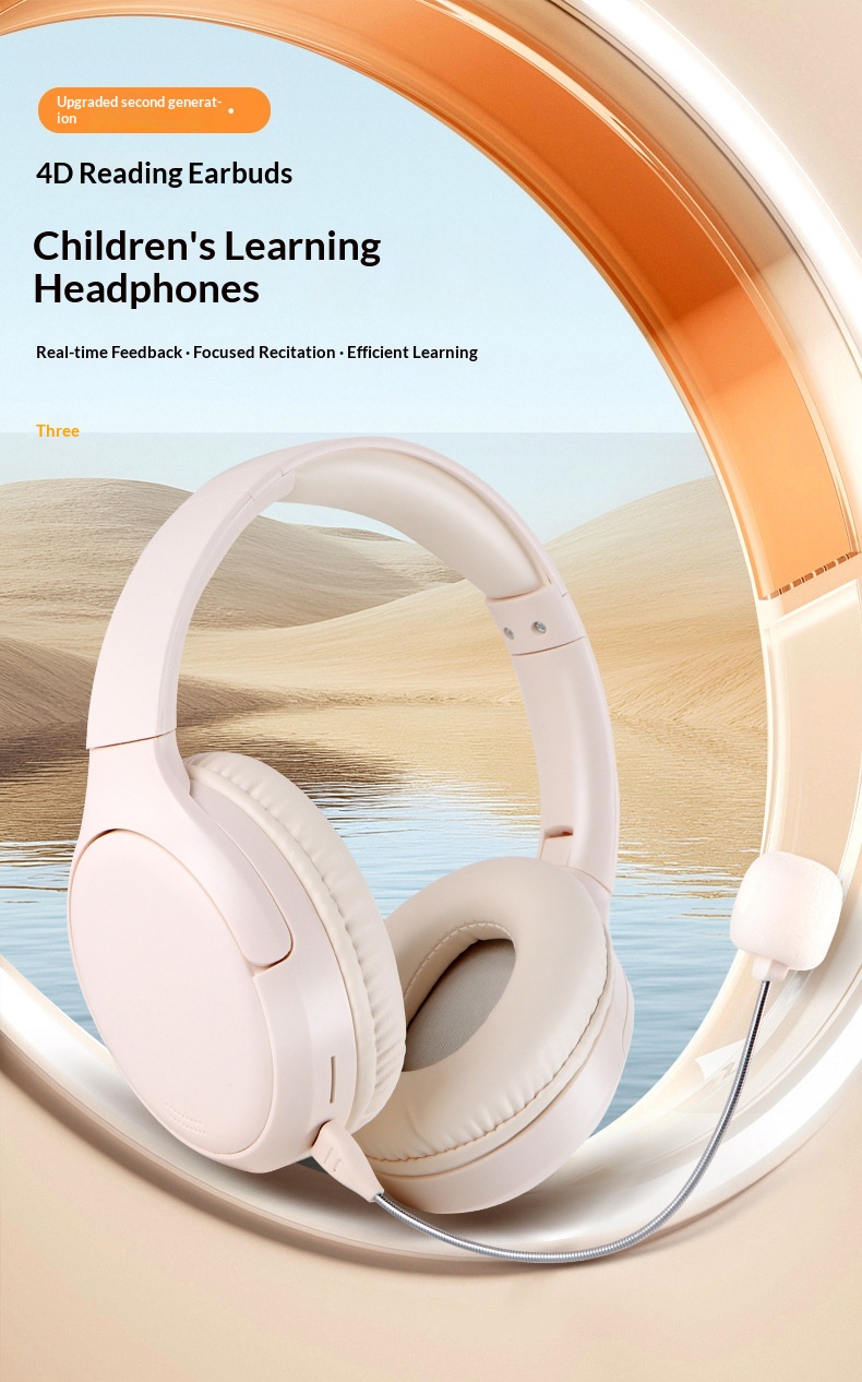 Student Ear Return Headphones Study Aid Long Battery Life Wireless Recitation Learning Headset Bluetooth 6.0_voghion.com