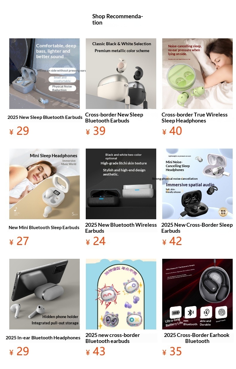 New Mini Bluetooth Earbuds With Digital Display, Noise Cancelling, In-Ear Style, Side Sleeping, Comfortable Wear,_voghion.com