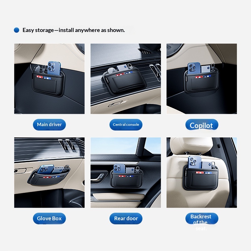 Multifunctionele opbergtas voor voor- en achterstoelen, hangende organizer, sterke zelfklevende achterkant voor in de auto_voghion.com