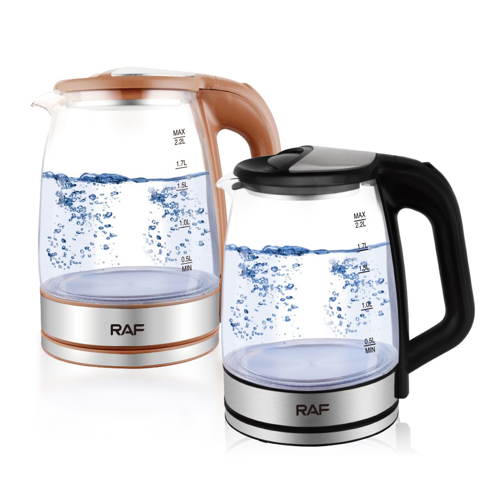 RAF European Standard Hot Selling Household Glass Electric Kettle 2.2L Large Capacity Inner Wall Marking Water Boiler_voghion.com