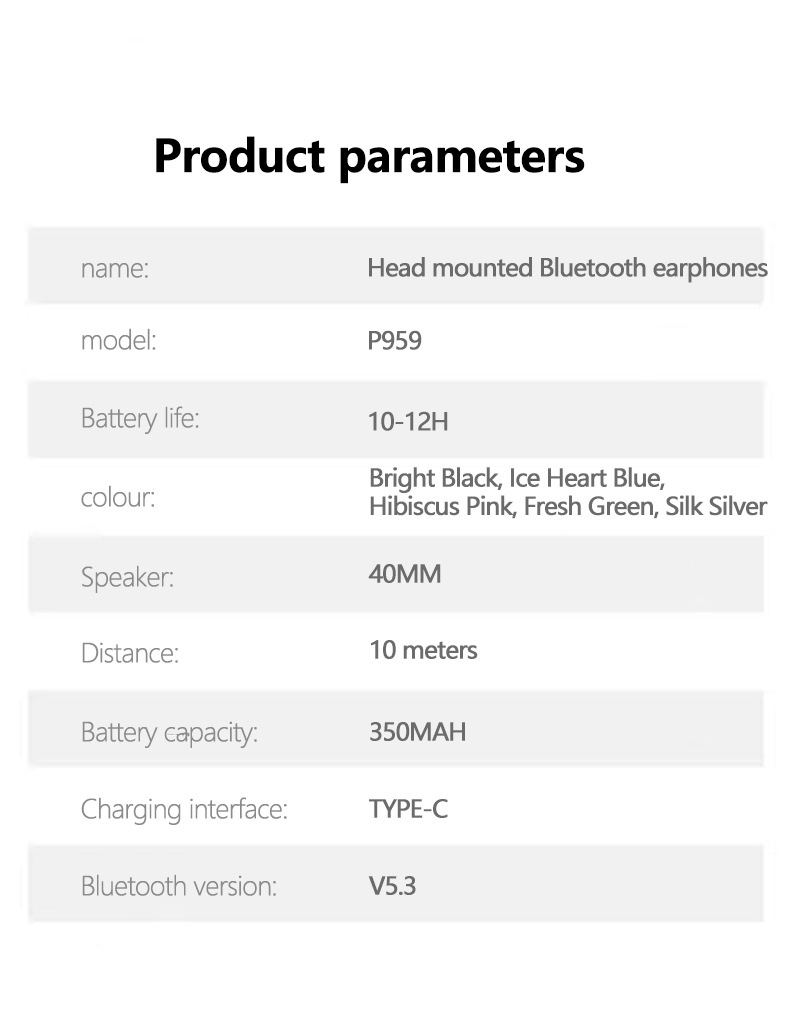Cross-Border Hot-Selling Head-Mounted P959 Wireless Bluetooth Supports Card Insertion E-commerce Suitable For_voghion.com