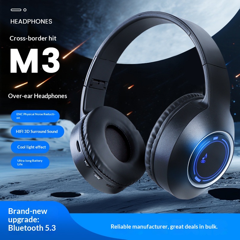 Cross-Border Hot-Seing Gowing Buetooth Over-Ear High-Vaue E-Sports Gaming Music Card Sot Fodabe Headset_voghion.com