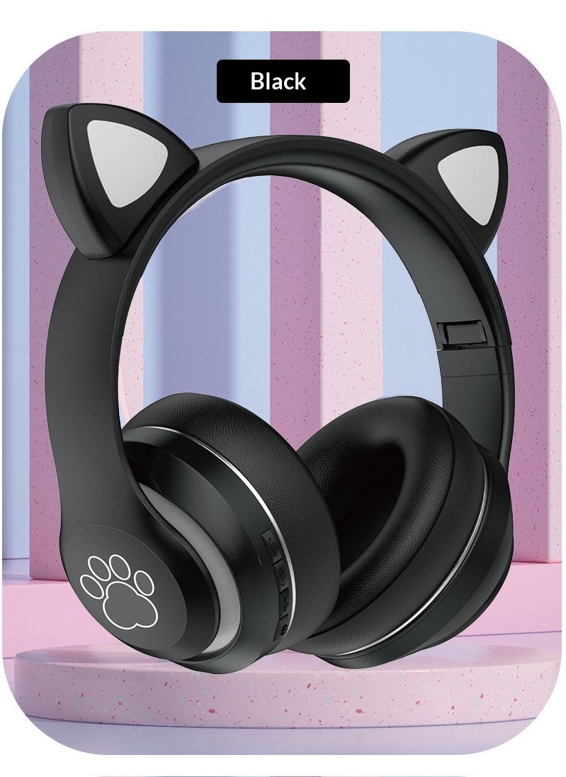 Draadloze bluetooth kattenoren koptelefoon met lichtgevend verloop_voghion.com