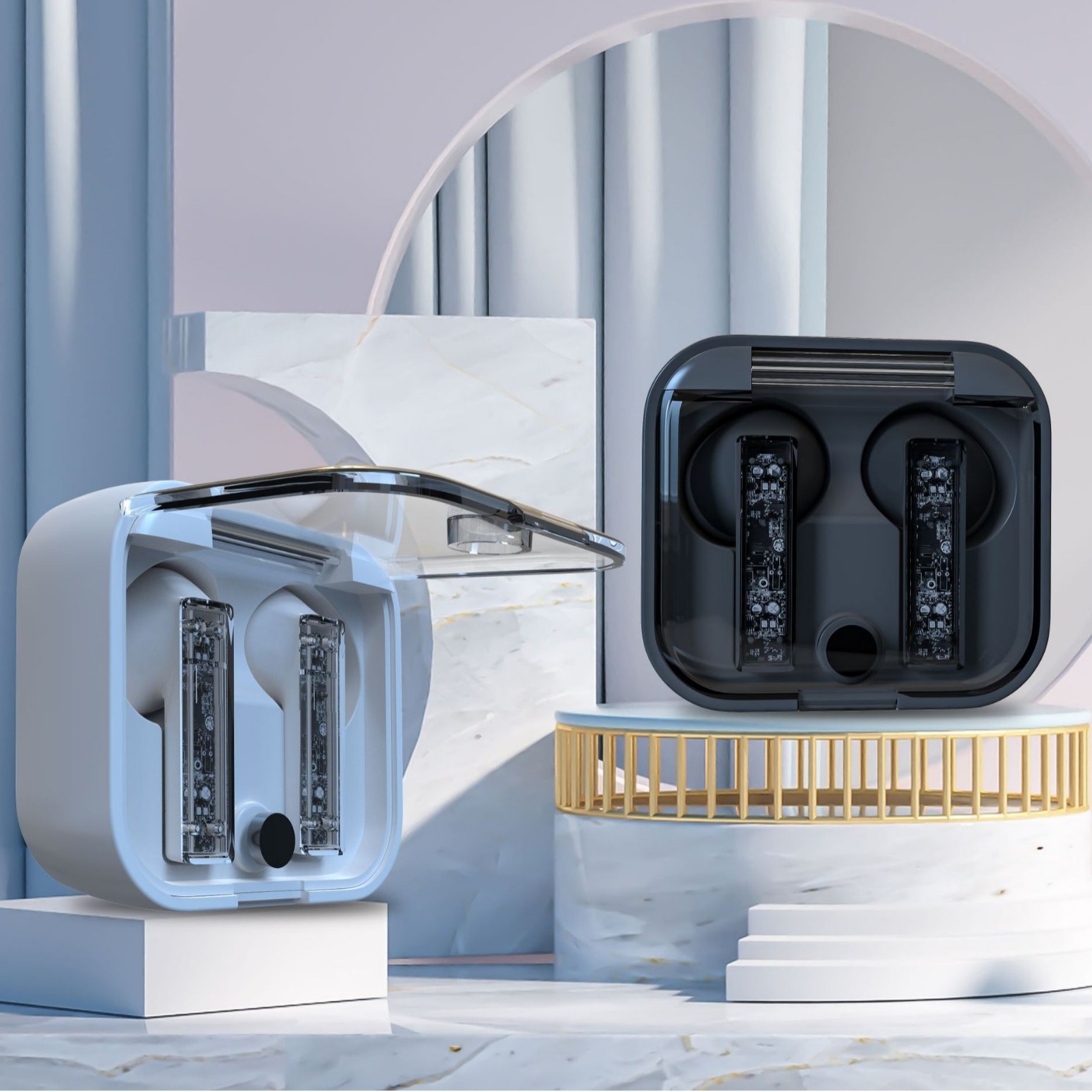 New Transparent Mini Bluetooth In-Ear TWS Wireless Earphones Customized_voghion.com