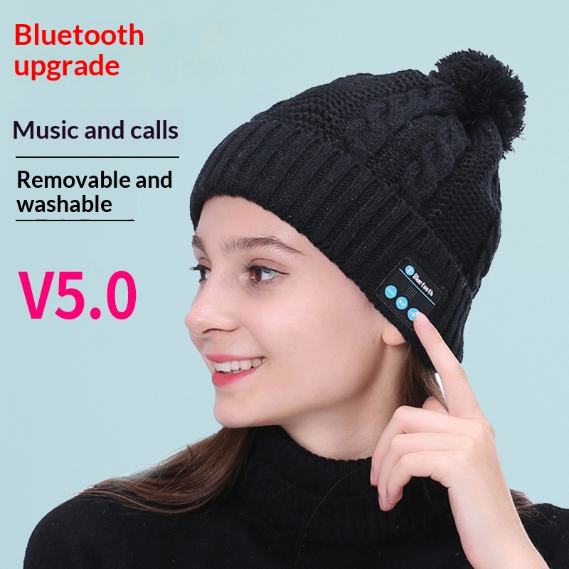 Knitted Bluetooth Headphones Hat With Wireless Calling And Music_voghion.com