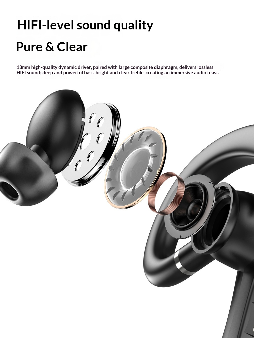 Cross-Border Private Model TWS Bluetooth Ear Hook ENC Dual Mic Noise Cancelling Call Touch Control Digital Display_voghion.com