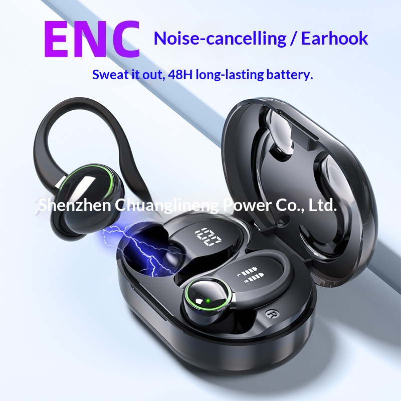 Nieuw privémodel draadloze noise-cancelling C16, oordopjes met oorhaak, Bluetooth 5.3 sport- en hardloopoortjes, groothandel_voghion.com