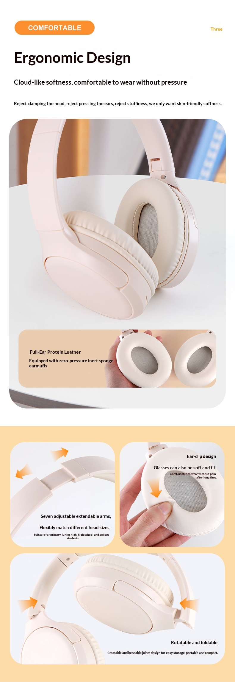 Student Ear Return Headphones Study Aid Long Battery Life Wireless Recitation Learning Headset Bluetooth 6.0_voghion.com