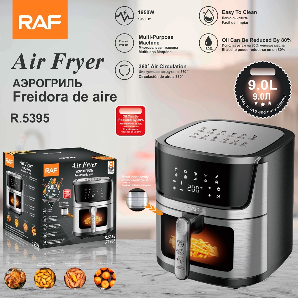 RAF Cross-Border European Style Household Large Capacity Multi-Function Smart French Fries Visual Air Fryer 9L_voghion.com
