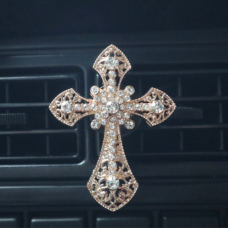 Clip profumatore per auto design croce con strass per bocchette_voghion.com