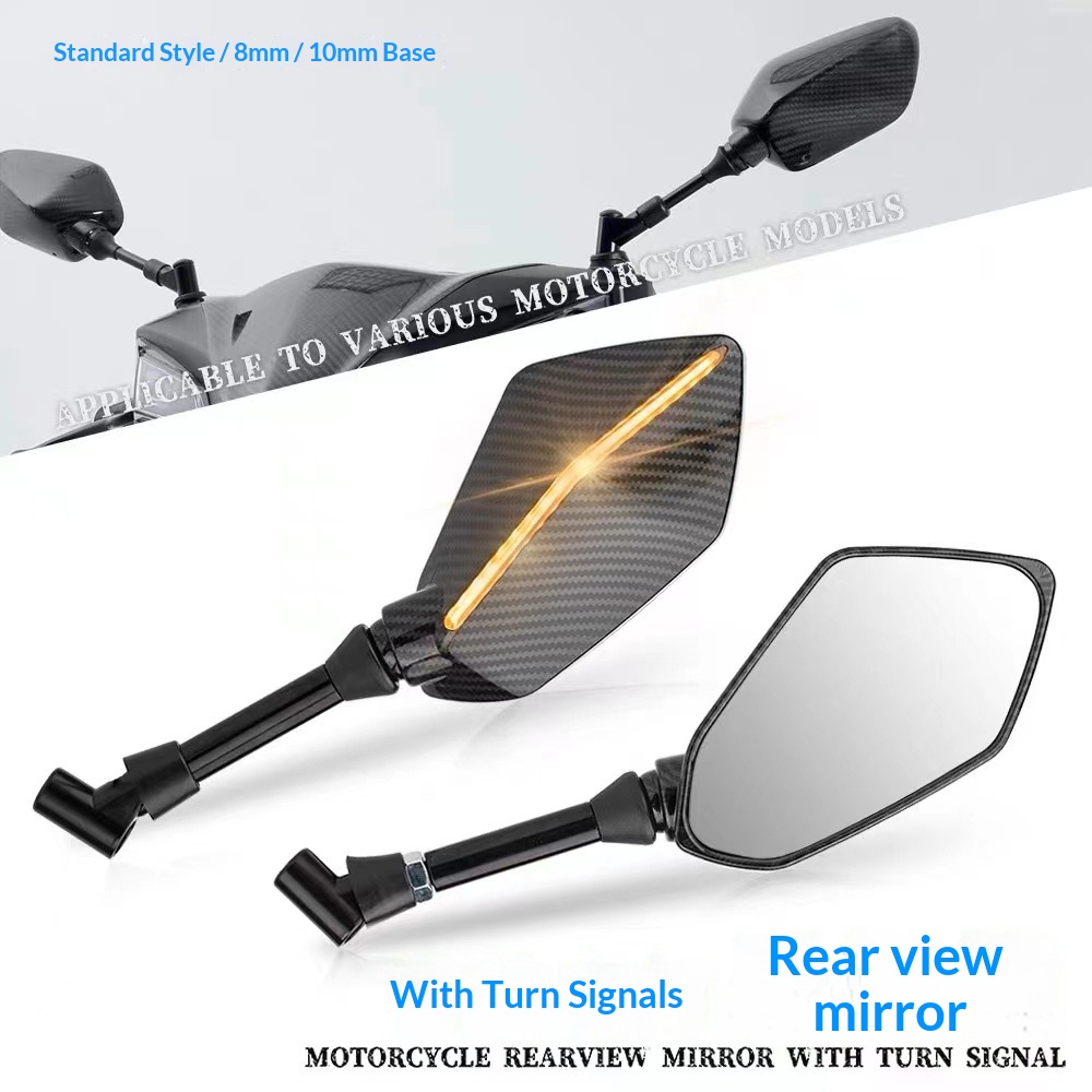 Retrovisor universal modificado para motocicleta com pisca-pisca em LED, luzes sequenciais, ideal para motos street, cruisers e scooters._voghion.com