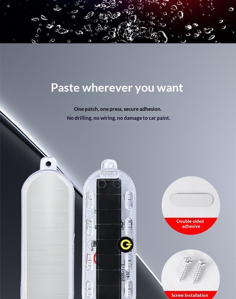 Solar Led Warning Tail Light For Motorcycle And Bicycle Car_voghion.com