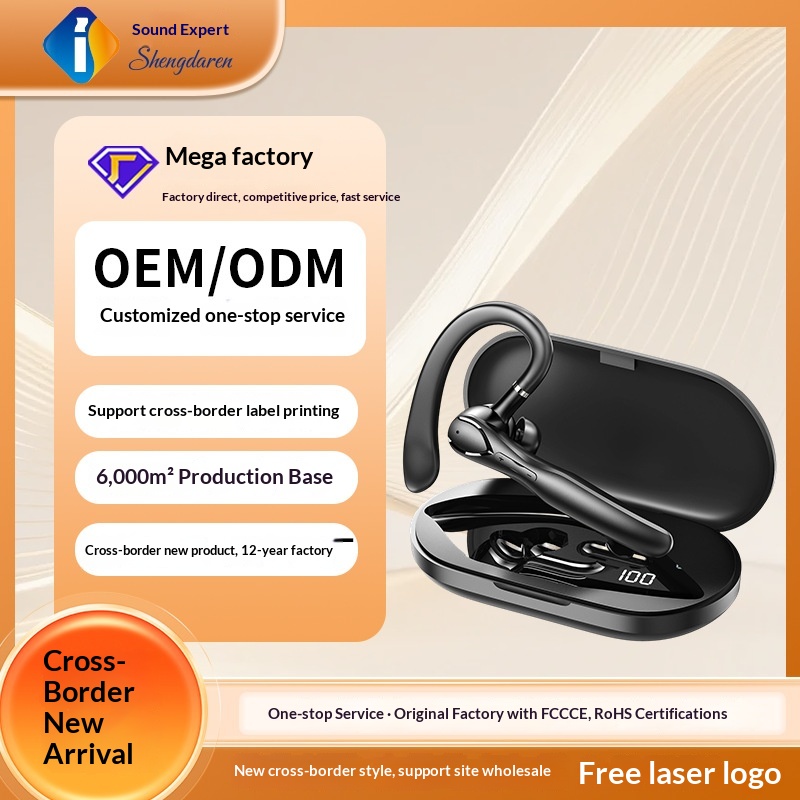 Cross-Border Private Model TWS Bluetooth Ear Hook ENC Dual Mic Noise Cancelling Call Touch Control Digital Display_voghion.com