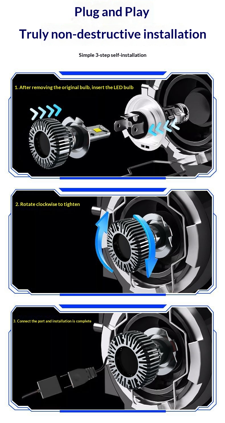 H4 led koplamp voor auto met laserlens voor groot en dimlicht_voghion.com