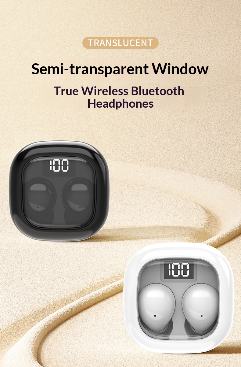 New Mini Bluetooth Earbuds With Digital Display, Noise Cancelling, In-Ear Style, Side Sleeping, Comfortable Wear,_voghion.com