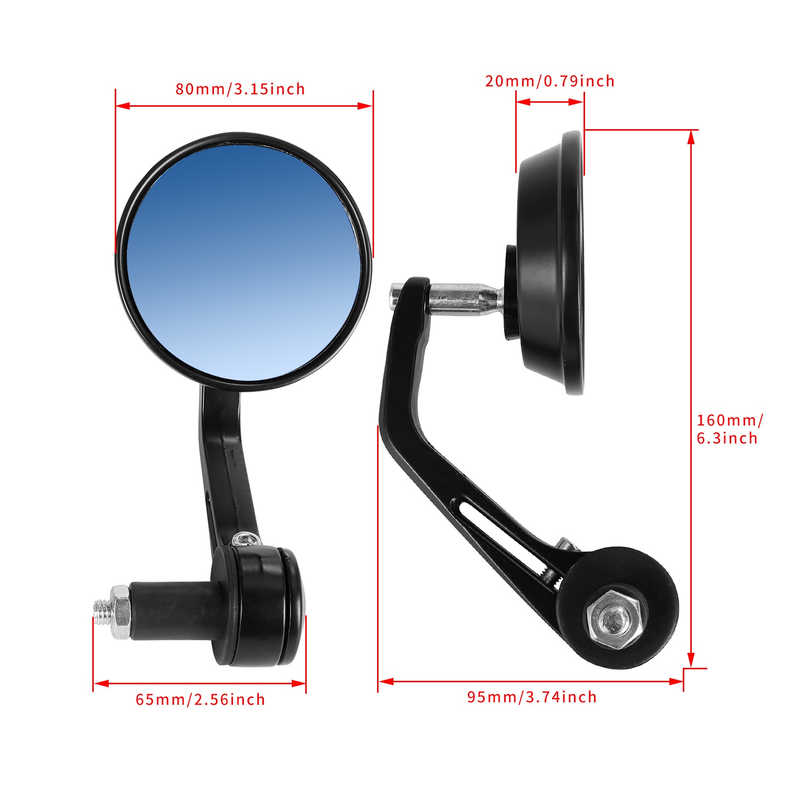 Specchietto retrovisore blu riflettente e girevole per manubrio pieghevole di moto e veicoli elettrici._voghion.com