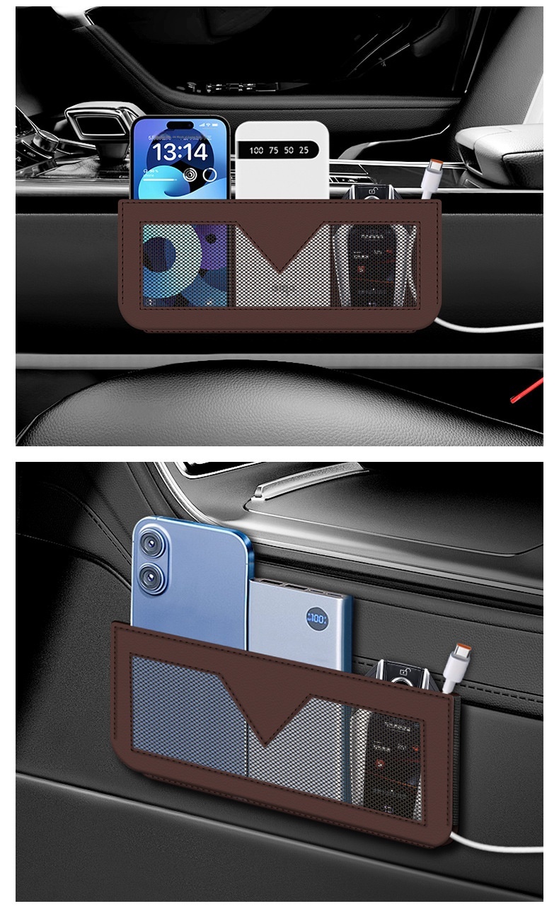 Netvak voor bonnetjes, pasjes, telefoon, multifunctionele opbergtas aan de zijkant, complete auto-interieuraccessoires_voghion.com