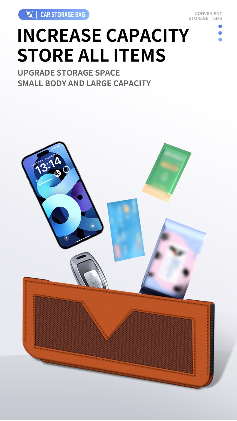 Netvak voor bonnetjes, pasjes, telefoon, multifunctionele opbergtas aan de zijkant, complete auto-interieuraccessoires_voghion.com