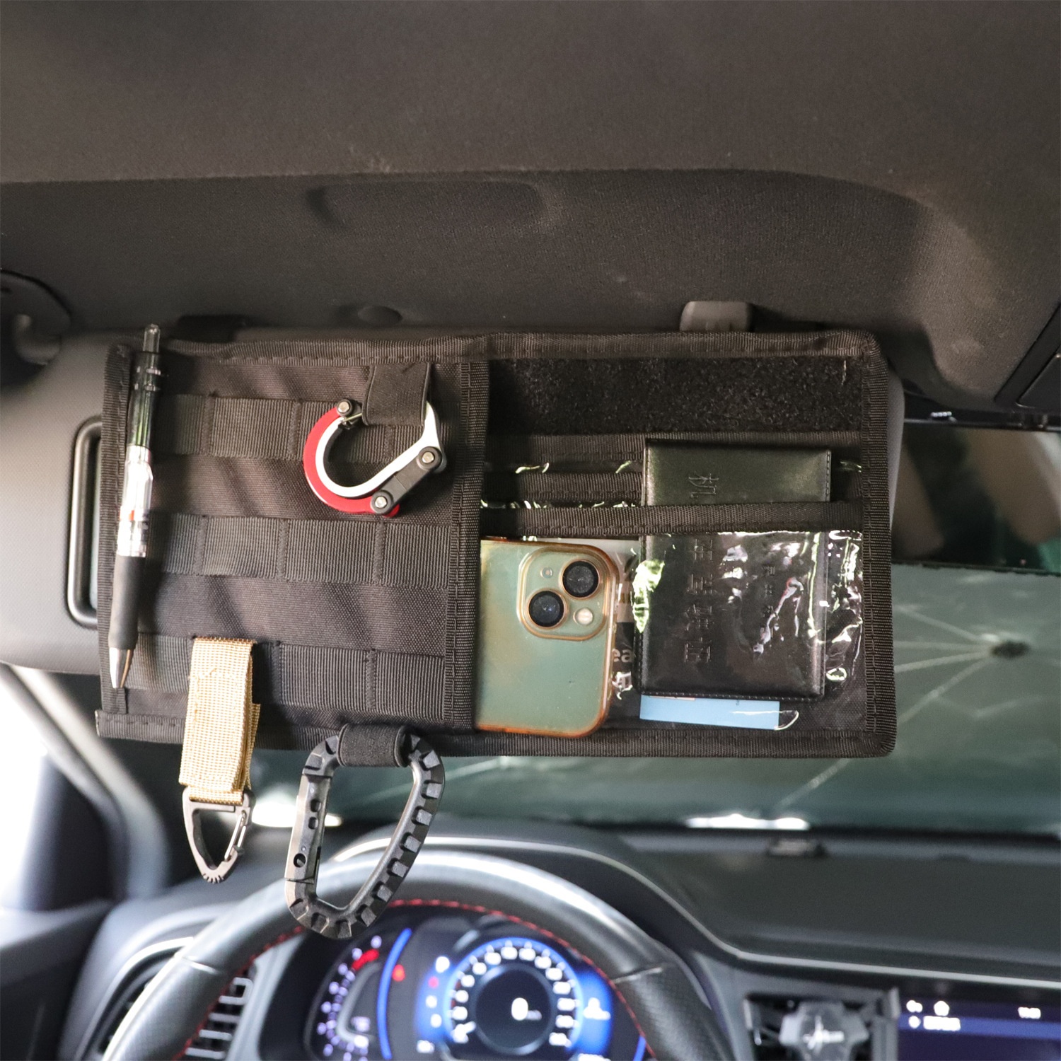 Car Sun Visor Makeup Mirror Storage Tactical Accessory Organizer Molle Miscellaneous Bag Hanging Type_voghion.com