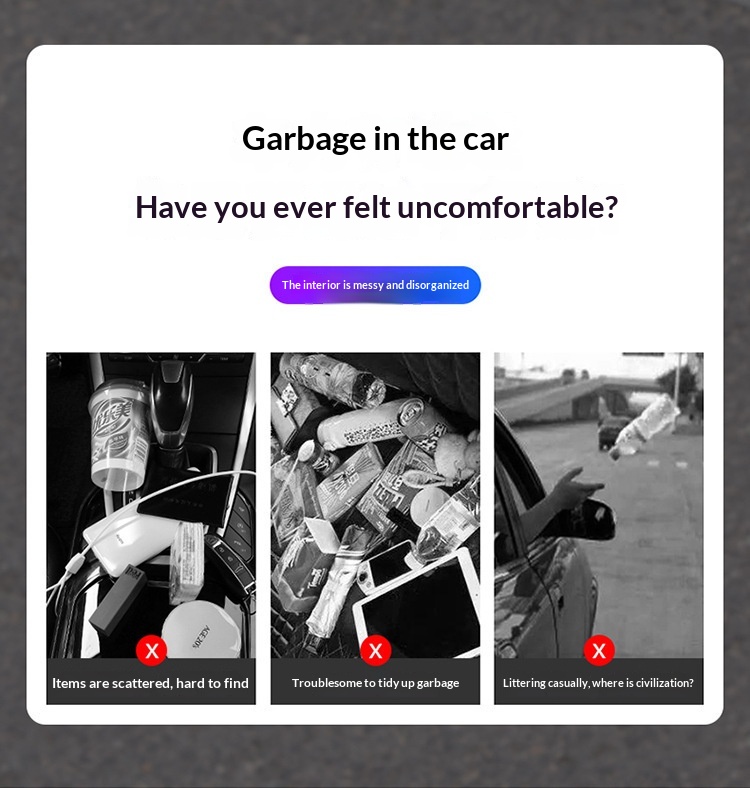 Cestino da appendere alla portiera dell'auto, pratico e multifunzionale, ideale per la fila anteriore._voghion.com