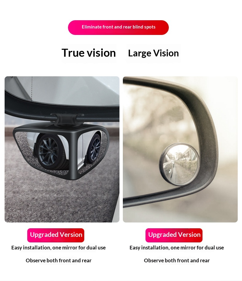 Specchietto retrovisore ausiliario per auto, piccolo, rotondo, riflettente a 360°, con doppio specchio anteriore per l'individuazione dell'angolo cieco._voghion.com