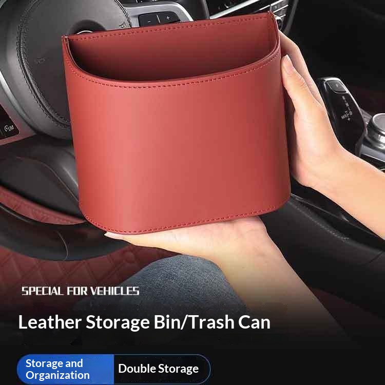 Cestino universale in pelle da appendere all'interno dell'auto, multifunzionale, per riporre oggetti e organizzare le portiere anteriori e posteriori._voghion.com