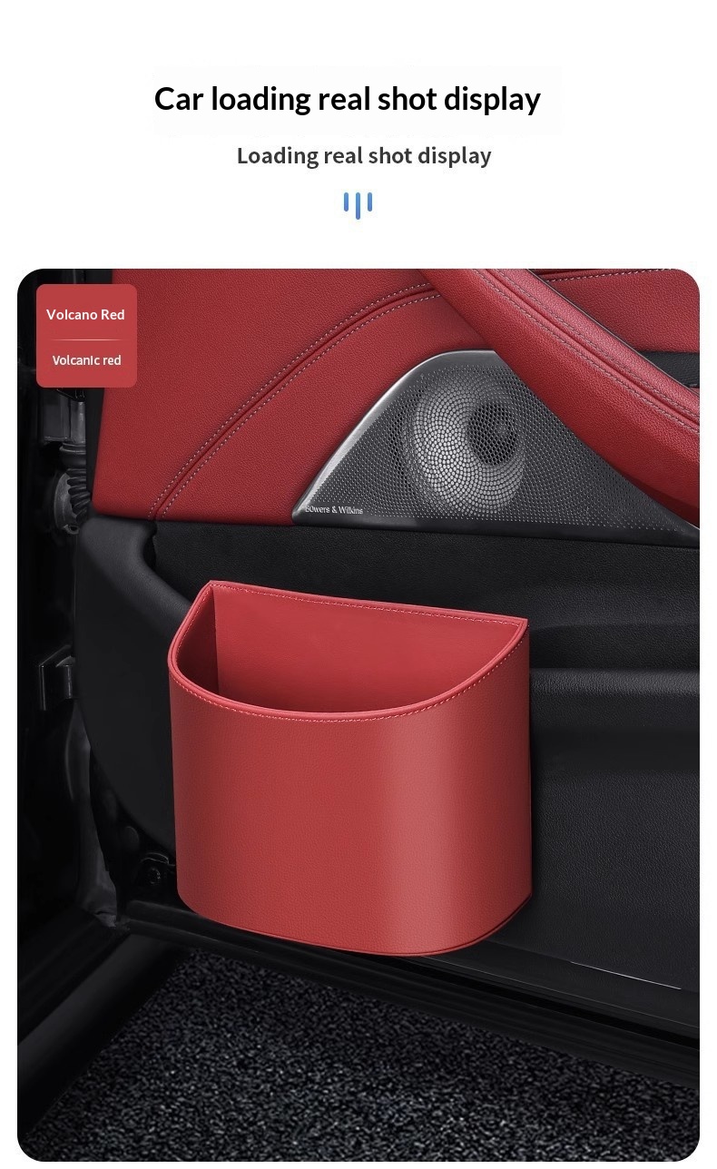 Cestino universale in pelle da appendere all'interno dell'auto, multifunzionale, per riporre oggetti e organizzare le portiere anteriori e posteriori._voghion.com