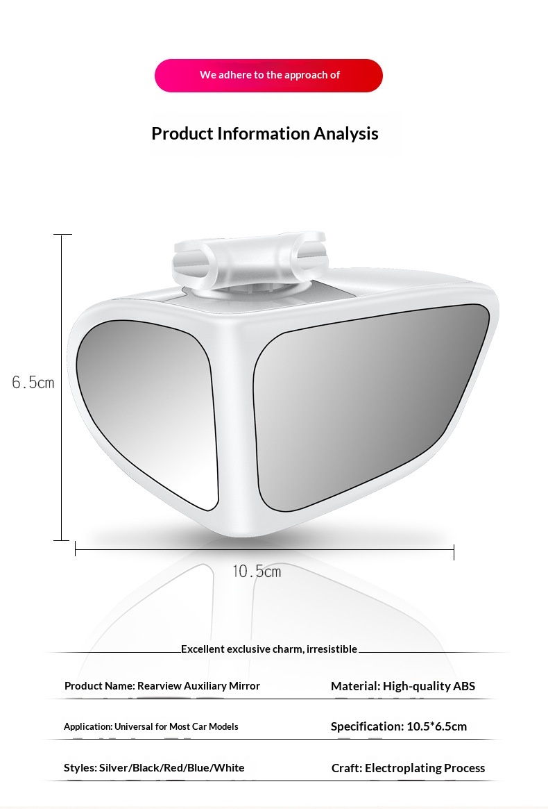 Specchietto retrovisore ausiliario per auto, piccolo, rotondo, riflettente a 360°, con doppio specchio anteriore per l'individuazione dell'angolo cieco._voghion.com