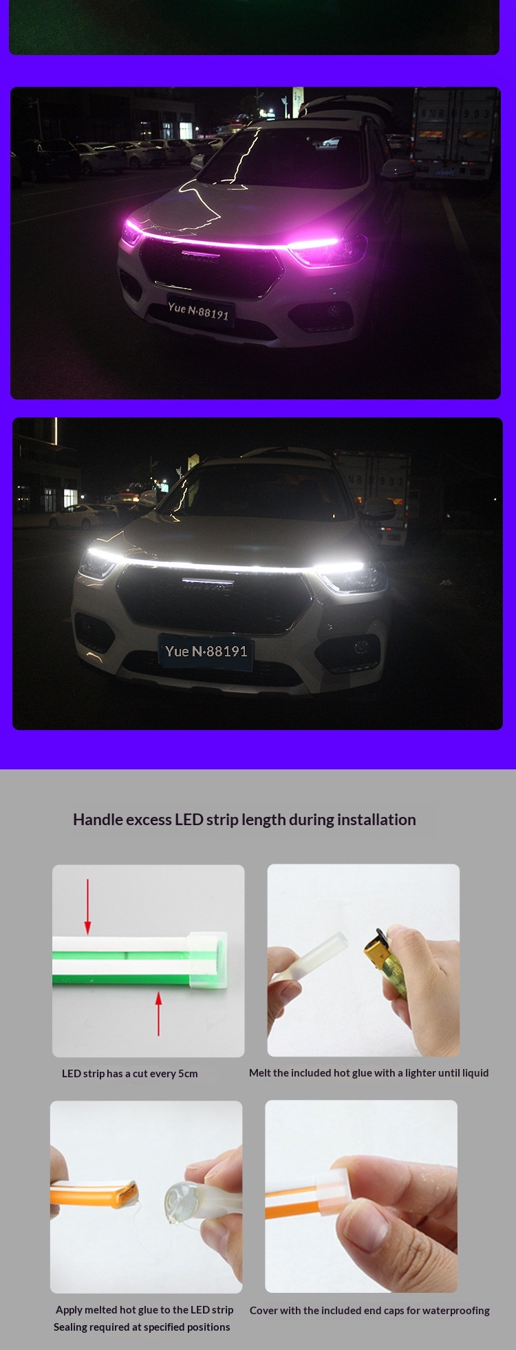 Cross-Border Products Headlight LED Daytime Running Car Modification Decoration Universal Soft Atmosphere Through Light_voghion.com